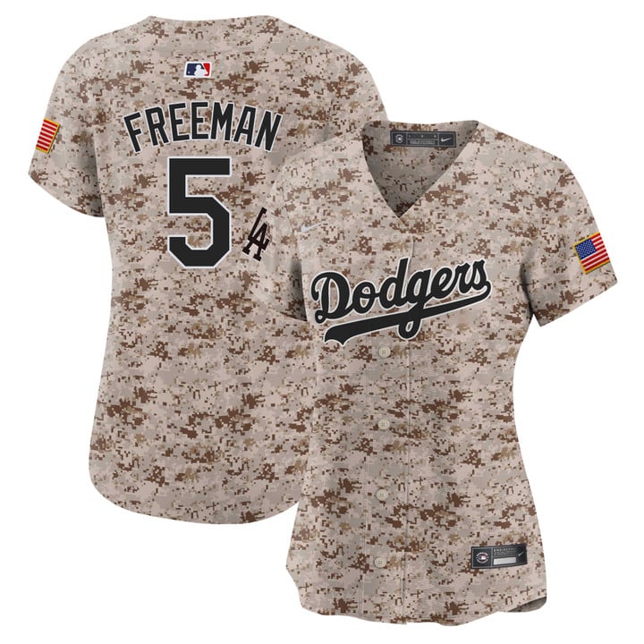 Women Los Angeles Dodgers 5 Freeman Camo Stitched 2025 Jersey style 2